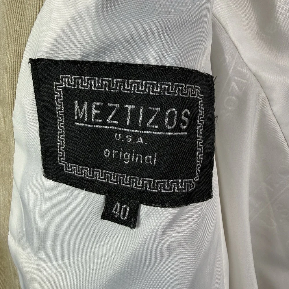 Meztizos Embroiled Corduroy Blazer Men's‎ 40 Tan Cotton Polyester Blend USA READ